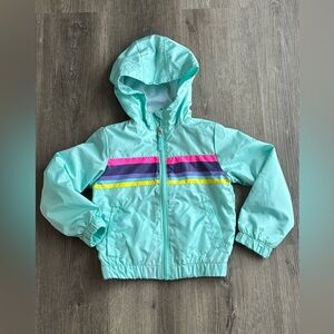 Pink Platinum Girls Windbreaker Size 4 Hooded Jacket Teal Purple Pink